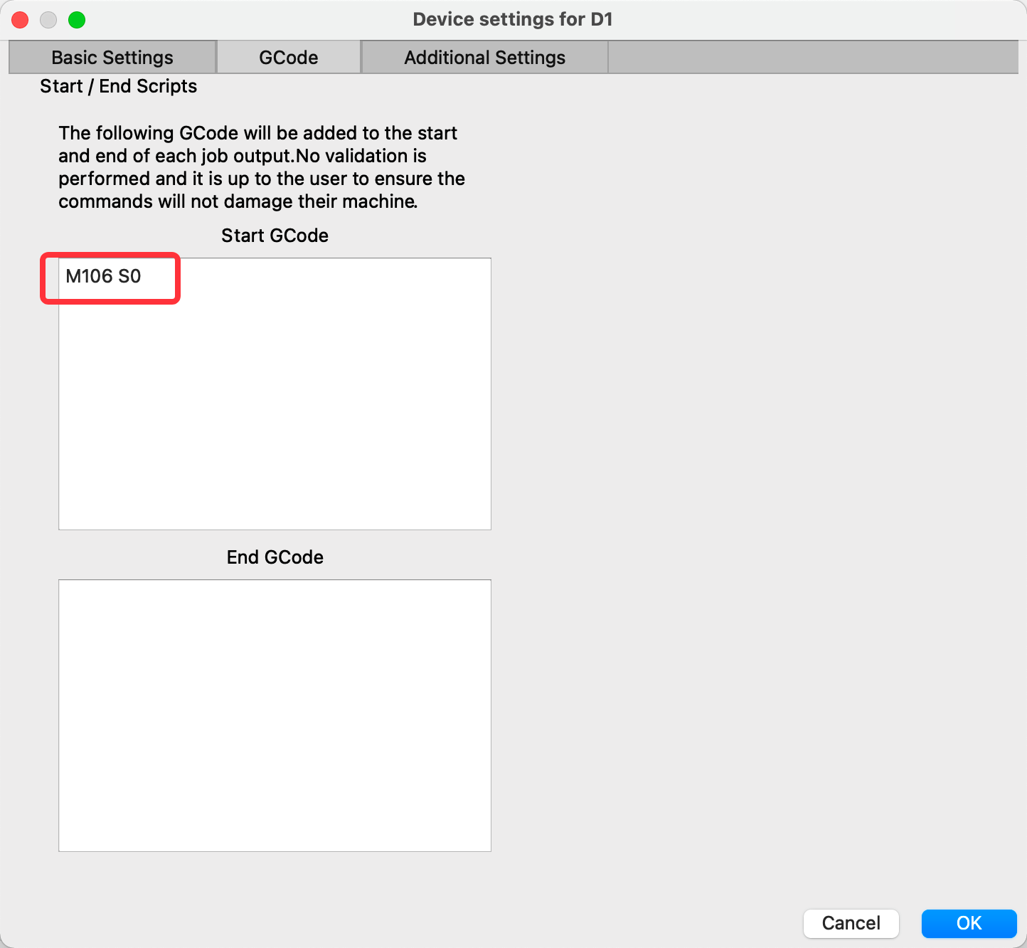 Gcode Start/End issue - LightBurn Software Questions - LightBurn